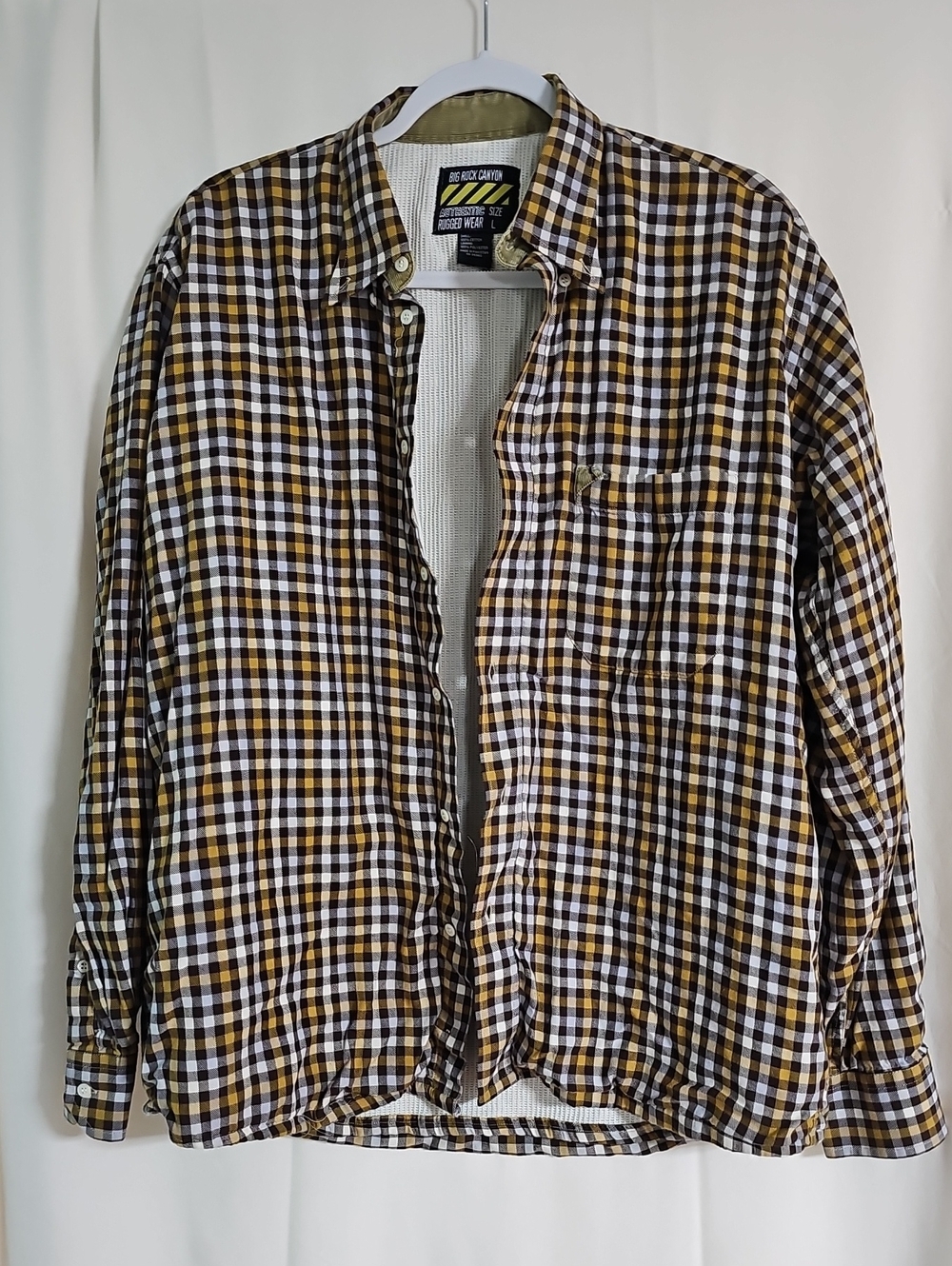 Big Rock Canyon Ruggedwear Plaid Button-Up Shirt Jacket in Brown & White